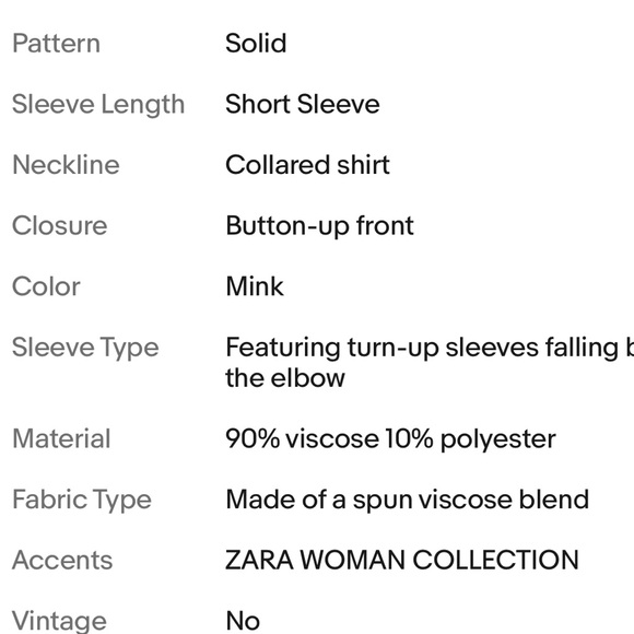 ZARA NEW WOMAN SS24 MINK ZW COLLECTION OVERSIZE SHIRT - Picture 10 of 10